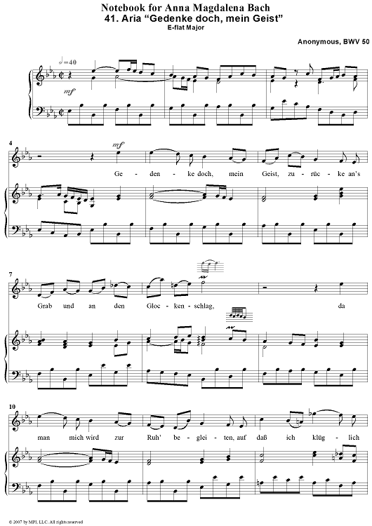41. "Gedenke doch, mein Geist", Aria (anonymous)