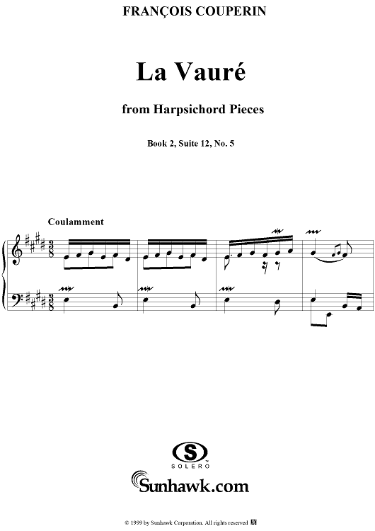 Harpsichord Pieces, Book 2, Suite 12, No.5:  La Vauvré
