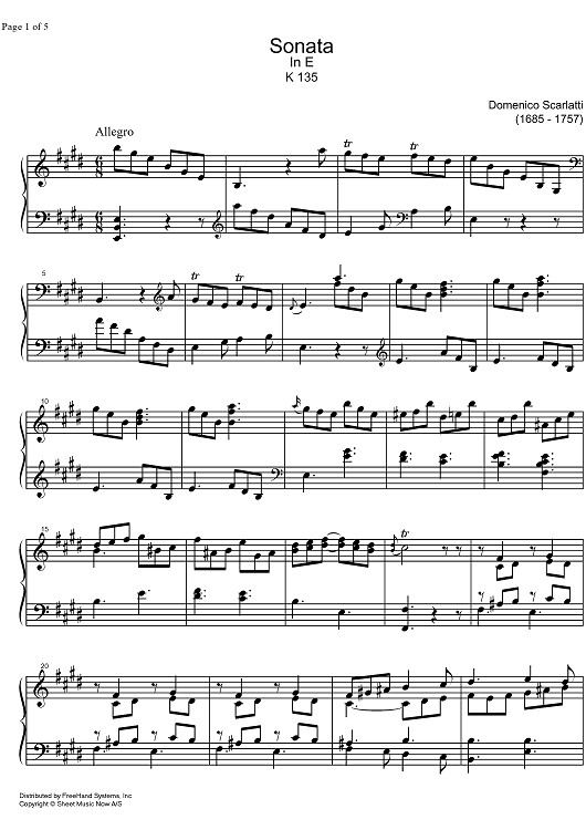 Sonata E Major K135