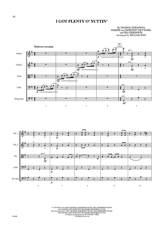 I Got Plenty o' Nuttin' - Conductor's Score