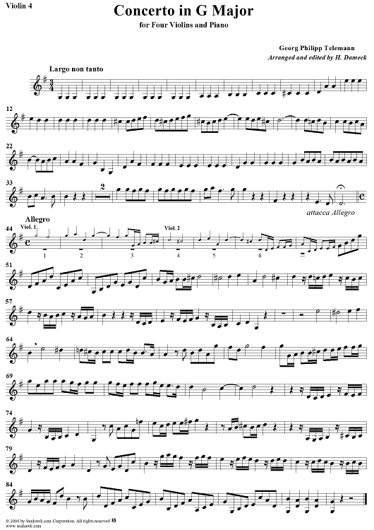 Concerto in G Major - Violin 4