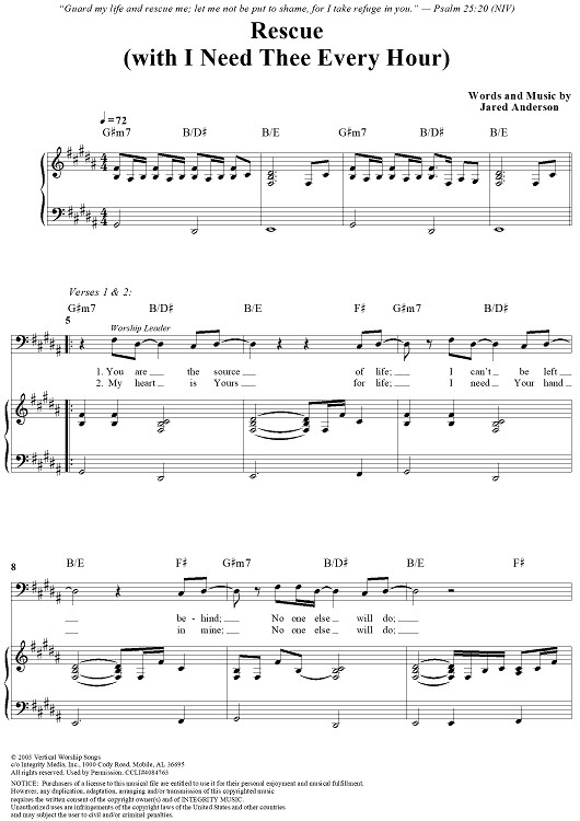 Rescue (with I Need Thee Every Hour)