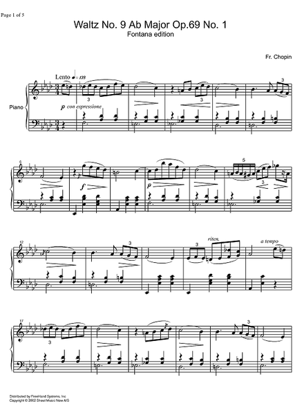 Waltz No. 9 Ab Major Op.69 No. 1 (Fontana)