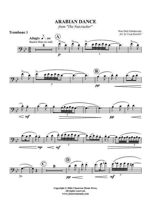 Suite from ''The Nutcracker''. Danse arabe - Trombone 1