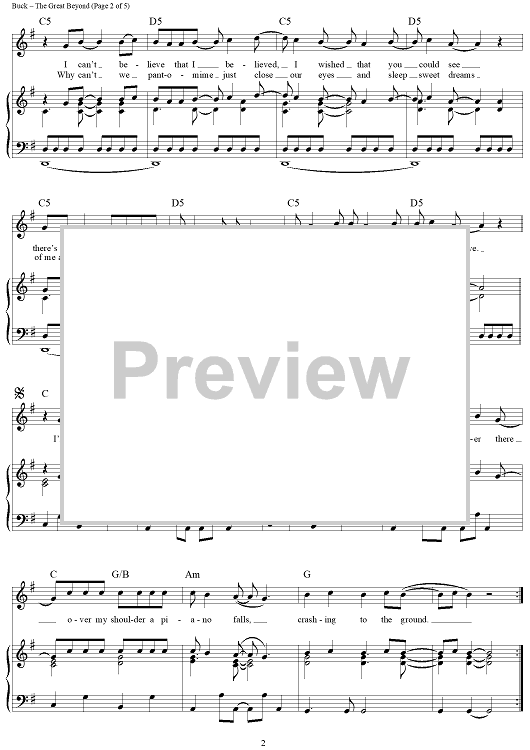 The Great Beyond" Sheet Music by R.E.M. for Piano/Vocal/Chords Sheet