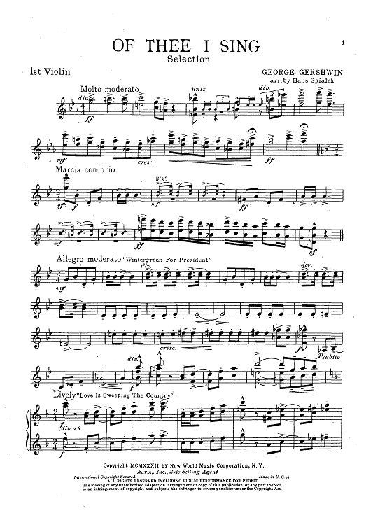 Of Thee I Sing - Violin 1