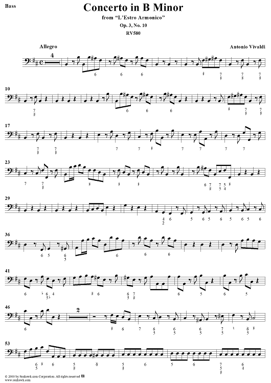 Concerto in B Minor, Op. 3, No. 10, RV580 from "L'estro Armonico" - Bass