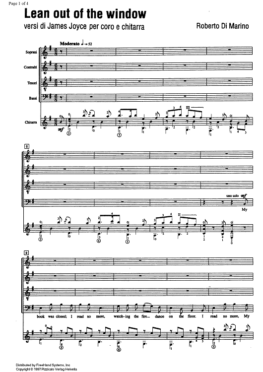 Lean out of the window - Score