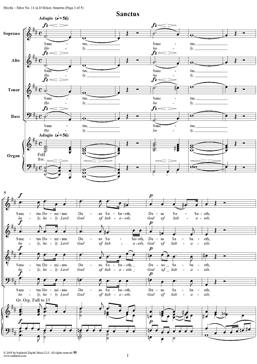Mass No. 11 in D Minor, "Nelsonmesse": Sanctus