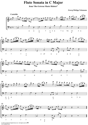 Sonata in C Major   - from "Der Getreue Music-Meister" - Score