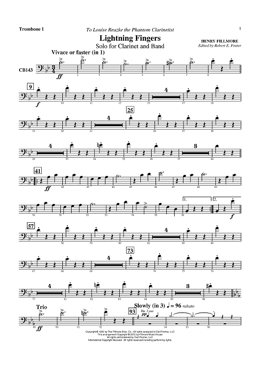 Lightning Fingers - Solo for Clarinet and Band - Trombone 1
