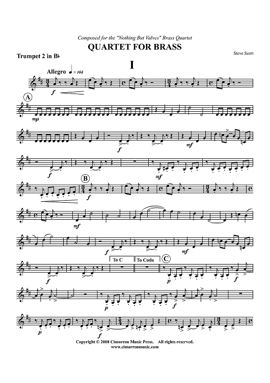Quartet for Brass - Trumpet 2 in Bb