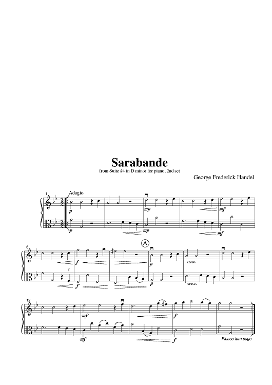 Sarabande - from Suite #4 in D minor for piano, 2nd set