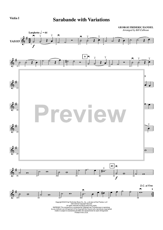 Sarabande with Variations - Violin 1