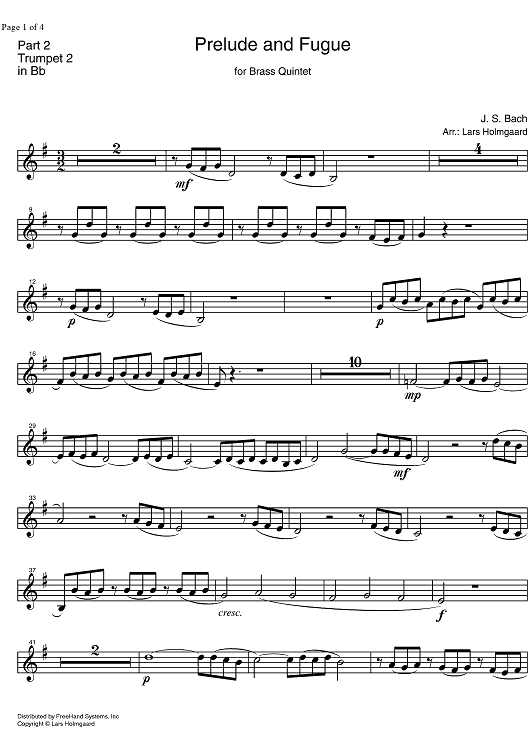 Prelude and Fugue F Major BWV 856 - Trumpet in B-flat