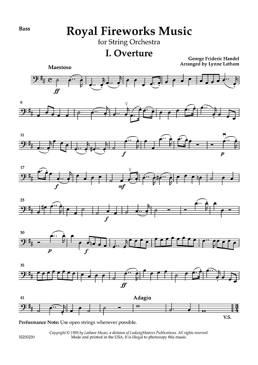 Royal Fireworks Music - Bass