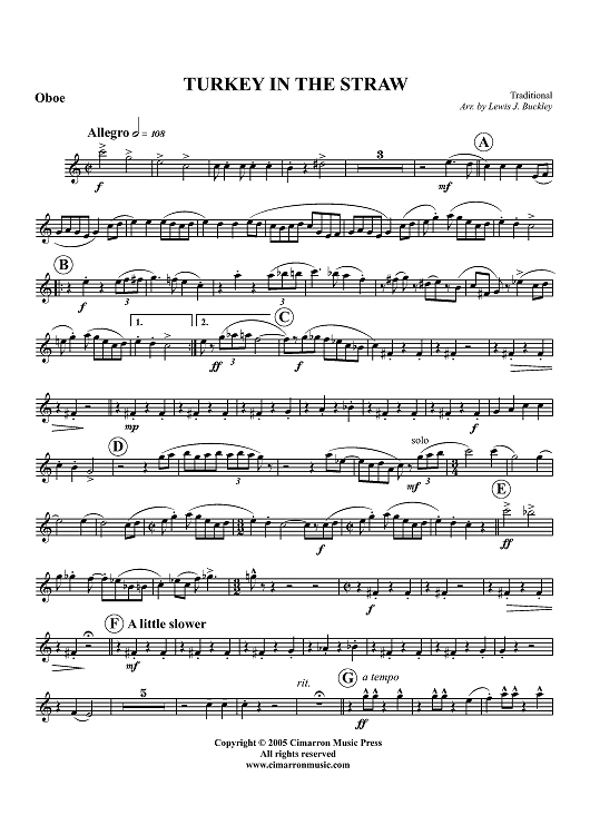 Turkey in the Straw - Oboe