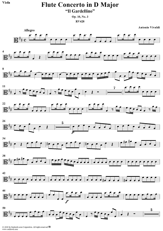 Flute Concerto in D Major ("Il Gardellino"), op. 10, no. 3 - Viola