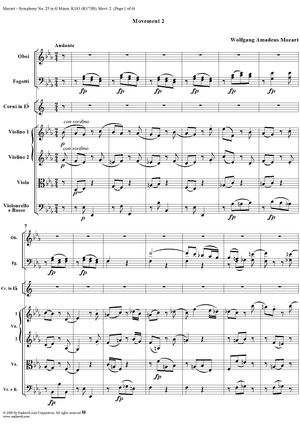 Symphony No. 25 in G Minor, Movement 2 - Full Score