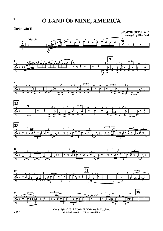 O Land Of Mine, America - Clarinet 2 in Bb