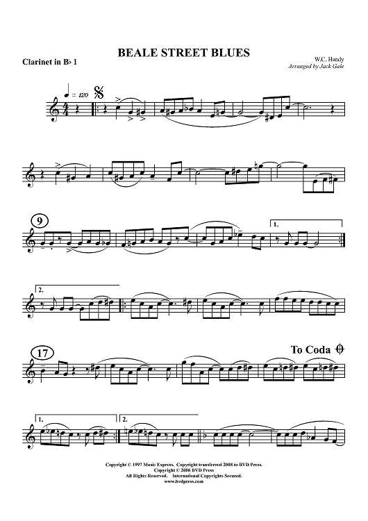 Beale Street Blues - Clarinet 1 in B-flat
