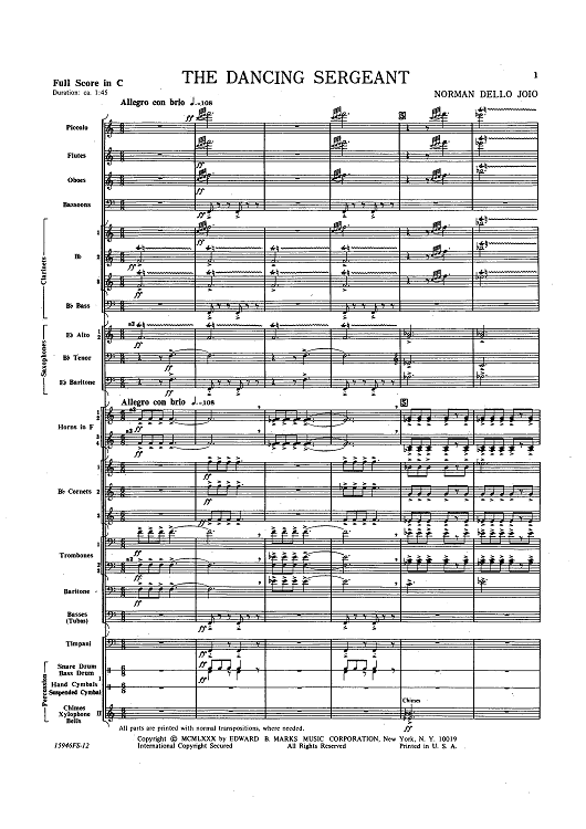 The Dancing Sergeant - Full Score