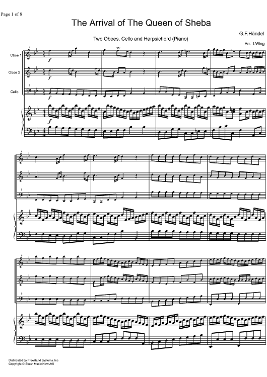 The Arrival of the Queen of Sheba HWV 67 - Score