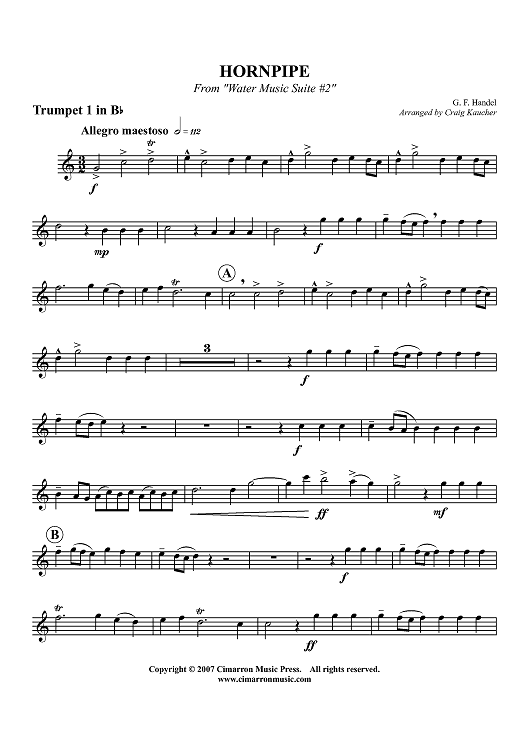Hornpipe from "Water Music Suite #2" - Trumpet 1 in Bb