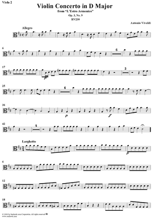 Violin Concerto in D Major    - from "L'Estro Armonico" - Op. 3/9  (RV230) - Viola 2