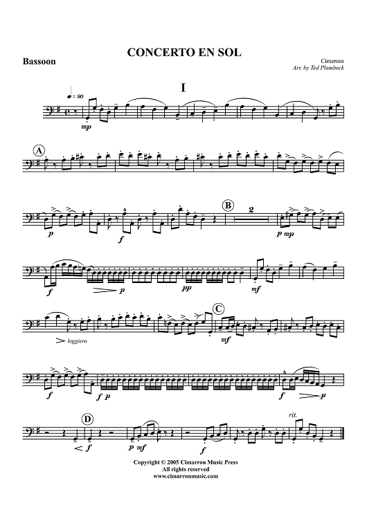 Concerto in Sol - Bassoon