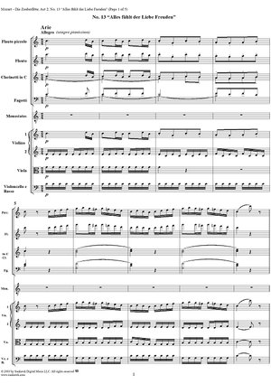 "Alles fühlt der Liebe Freuden", No. 13 from  "Die Zauberflöte", Act 2 (K620) - Full Score