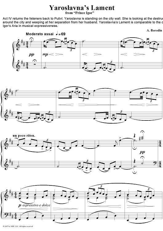 Prince Igor. 12. Yaroslavna’s Lament