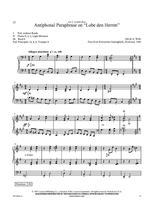 Antiphonal Paraphrase on “Lobe den Herren”