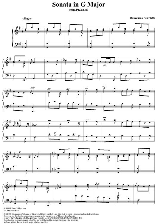 Sonata in G major - K284/P169/L90