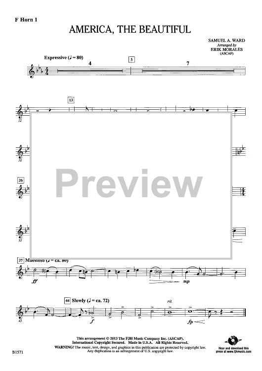 America, the Beautiful - F Horn 1