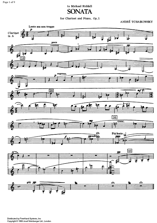 Sonata Op. 1 - Clarinet in A