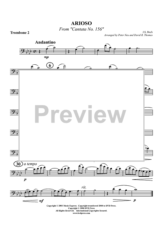 Arioso From "Cantata No. 156" - Trombone 2