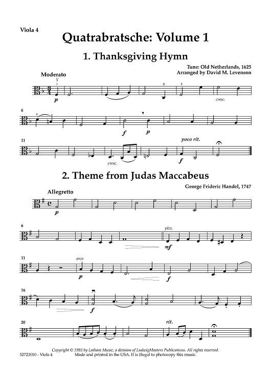 Quatrabratsche: Volume 1 for Viola Quartet - Viola 4