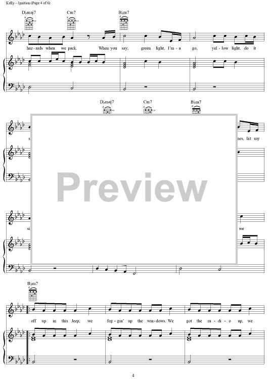 Ignition" Sheet Music by R. Kelly for Piano/Vocal/Chords Sheet Music Now