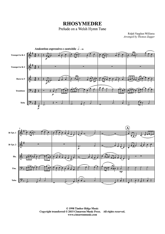 RHOSYMEDRE - Prelude on a Welsh Hymn Tune - Score