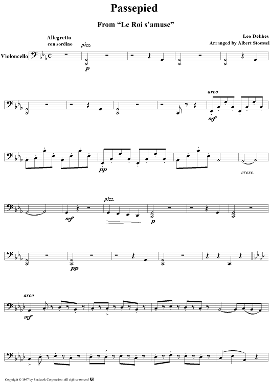 Le Roi s'amuse: Passepied - Cello