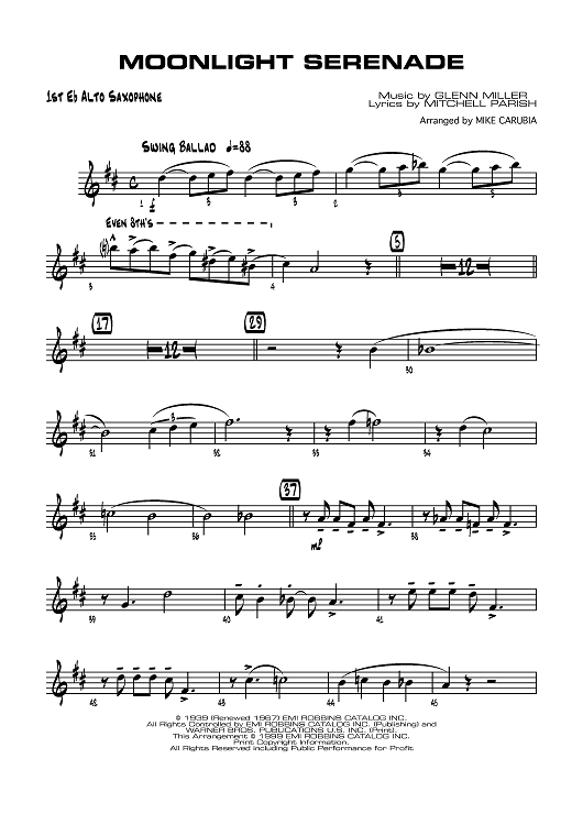 Moonlight Serenade - E-flat Alto Saxophone 1