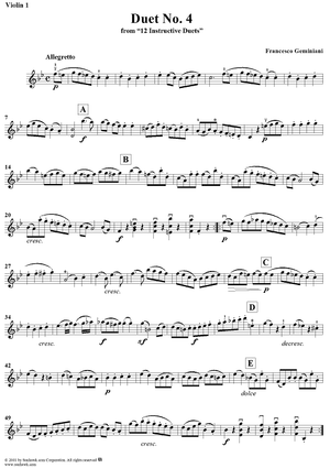 Duet No. 4, from "12 Instructive Duets" - Violin 1
