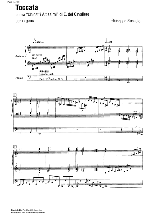 Toccata sopra Chiostri Altissimi