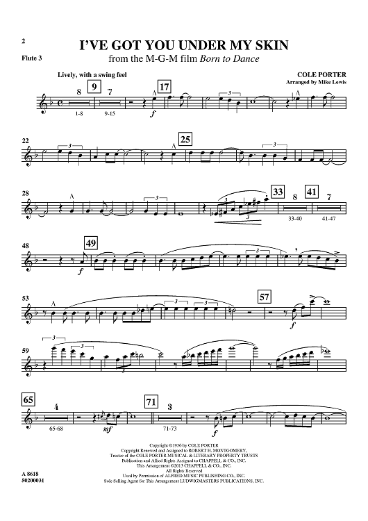 I've Got You Under My Skin - from the M-G-M film Born to Dance - Flute 3
