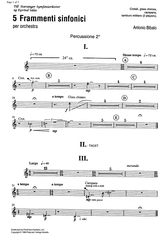 5 Frammenti sinfonici - Percussion 2
