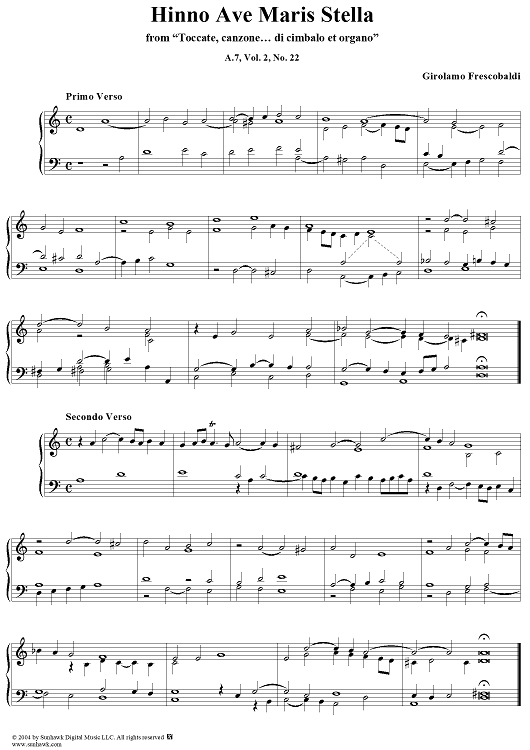 Hinno Ave Maris Stella, No. 22 from "Toccate, canzone ... di cimbalo et organo", Vol. II