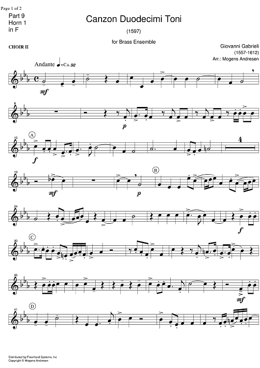 Canzon Duodecimi Toni - Horn in F 1