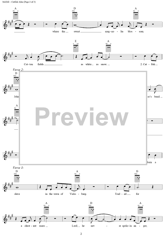 Catfish John" Sheet Music by Jerry Garcia for Easy Guitar Tab/Vocal