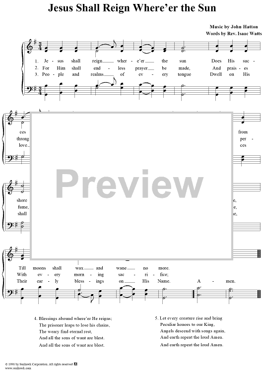 Jesus Shall Reign Where'er the Sun